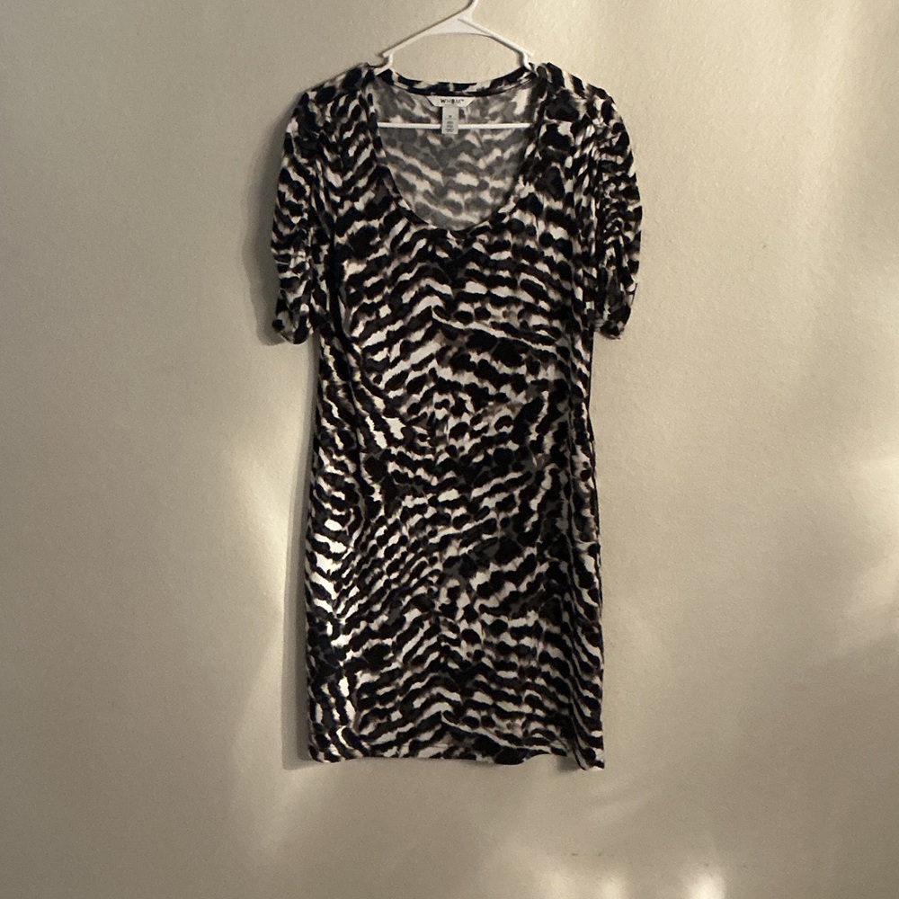 White House Black Market Black and White Animal Print Mini Dress